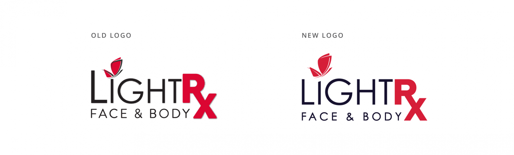 former LightRx logo versus new LightRx logo for brand refresh