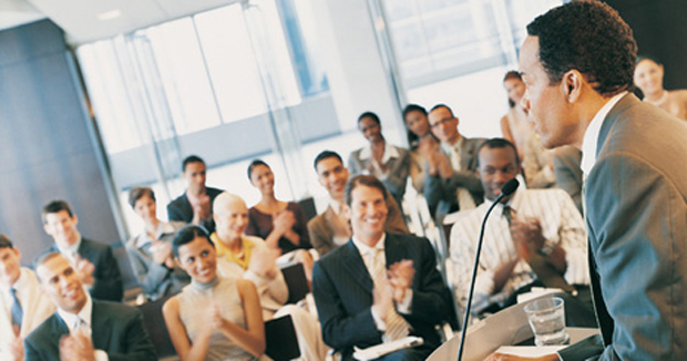 Man speaking to group