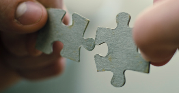 Person holding puzzle pieces