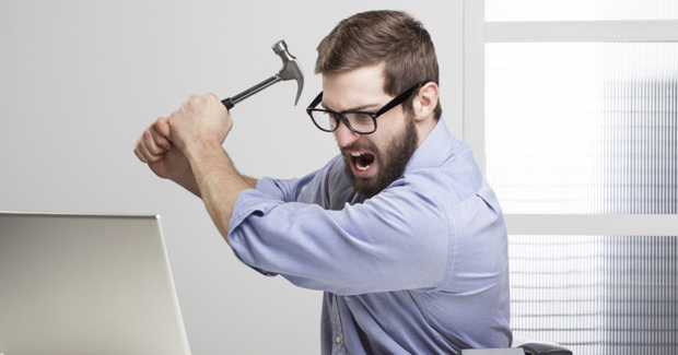 Man breaking computing